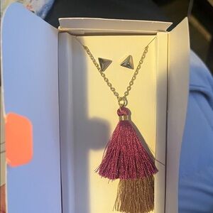Chic Tassel Necklace Set in Purple and Gold